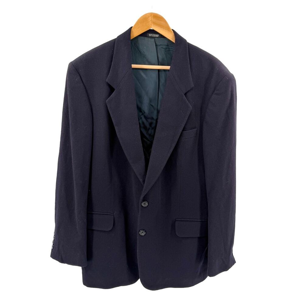 Vintage 90s Oscar de la Renta Navy Blue Tailored Menswear Blazer